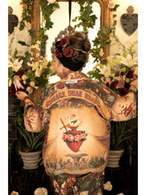 Load image into Gallery viewer, Courage Dear Heart Cropped Bamboo Kimono with Sacred Heart
