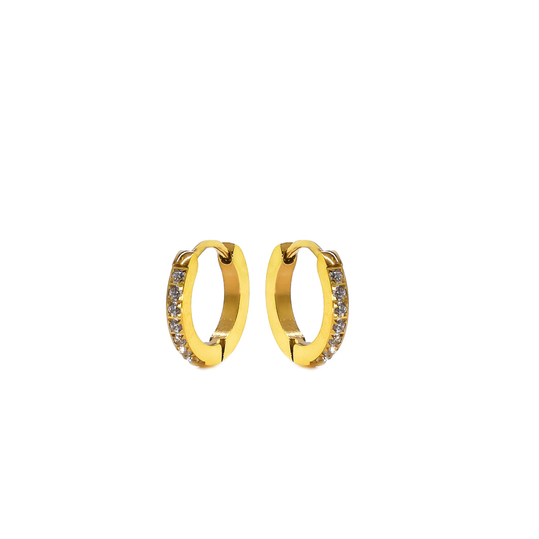 CZ Sparkle Gold Huggie Hoop Earrings