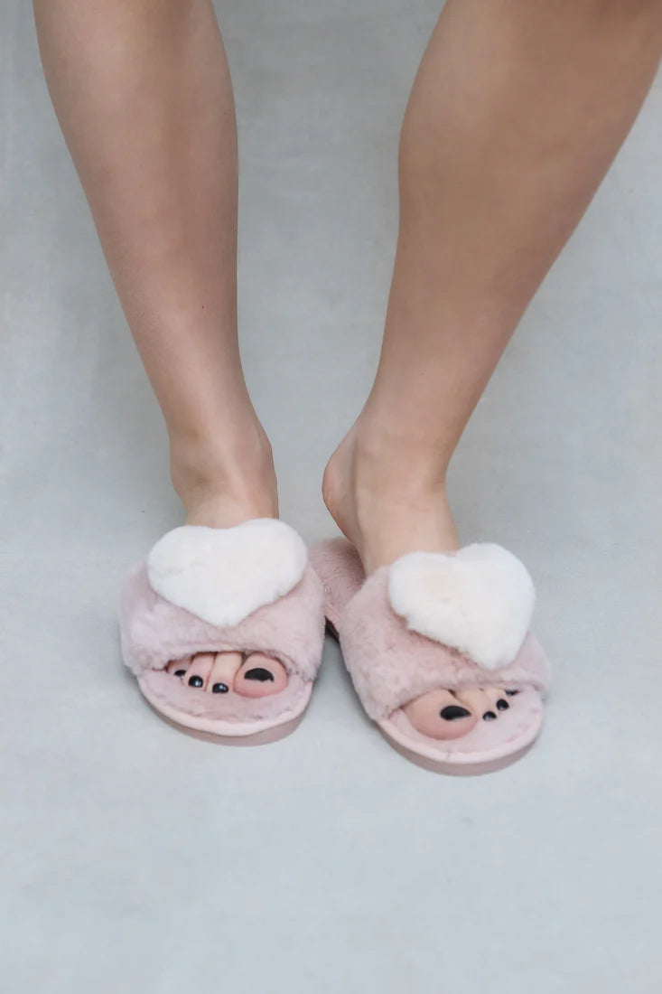 Plush Heart Slippers